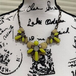 Yellow and Tan Floral Necklace